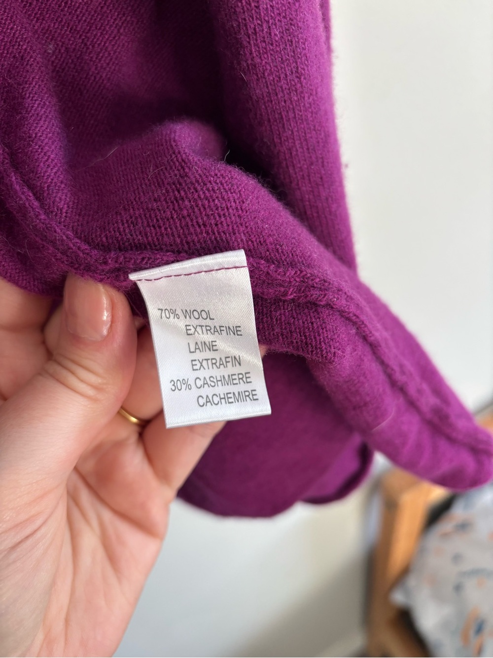 BELLINA wool and cashmere purple plum cardigan XL - Picture 4 of 7